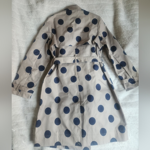 On 34th polka-dot Trench-coat Size M Beige Blue Navy Dots BNWT. NO LOW BALLING!! - Picture 7 of 8